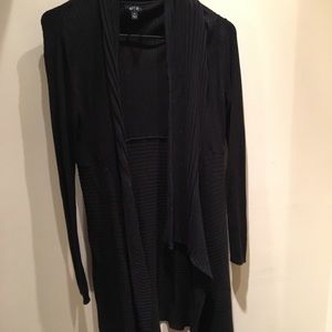 Black long angled cardigan